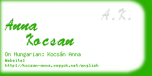 anna kocsan business card